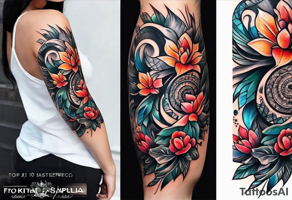 Full leg tattoo from hip to foot, temporary tattoo tattoo idea