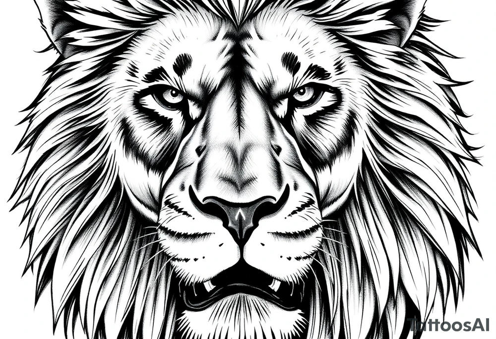 powerful majestic lion, close-up tattoo idea
