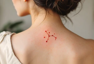 A fiery Aries constellation tattoo in red and orange hues captures the bold spirit of the zodiac’s first sign. tattoo idea