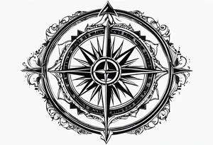 Christian cross inside a compass tattoo idea