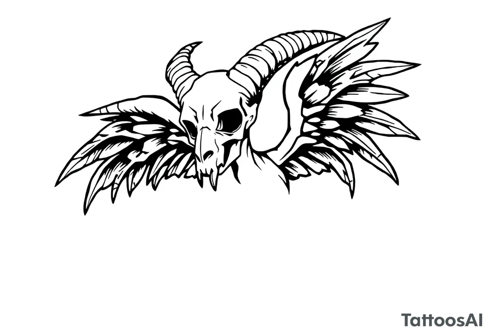 goat bones odd angel surreal tattoo idea