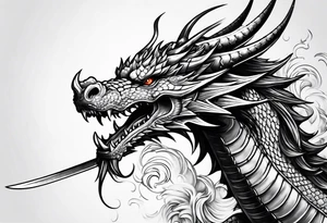 dragon around a katana sword tattoo idea
