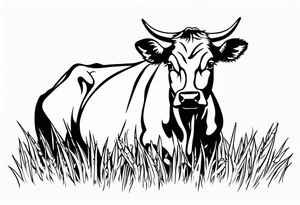 COW EATING GRASS tattoo idea