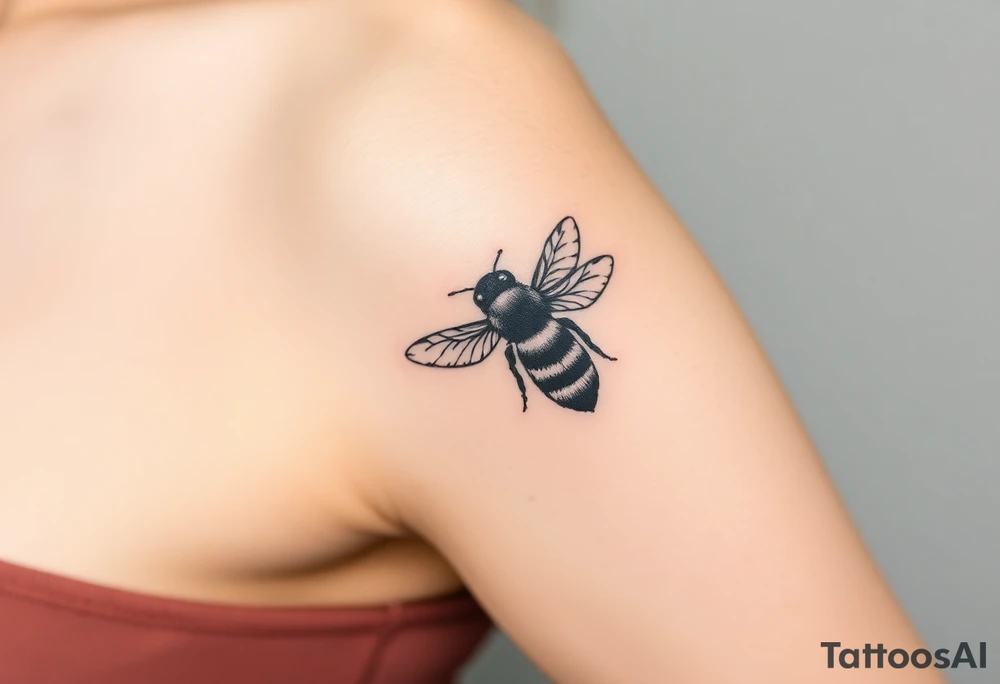 airplane flying next to a bee tattoo idea