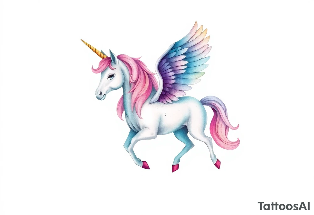 Unicorn with wings tattoo idea