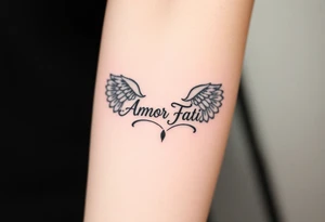 “Amor Fati” with wings tattoo idea