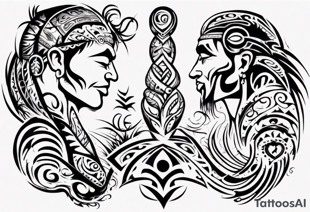 Hawaiian tribal tattoo describing a fathers love for his wife and son tattoo idea