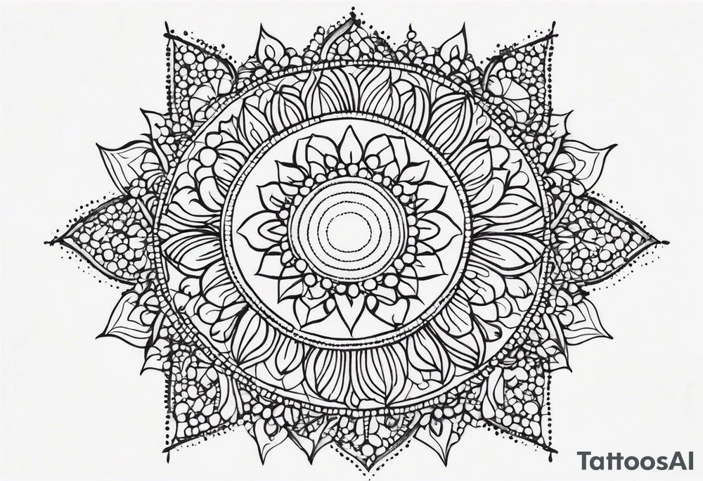 simple sunshine shape made of dots tattoo idea