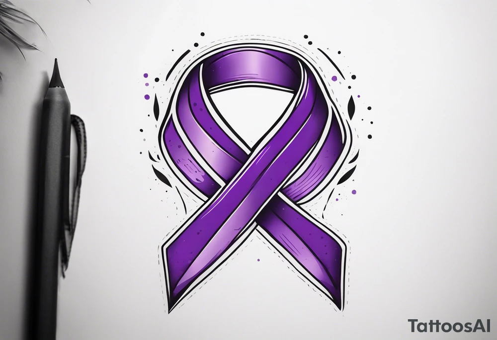 Purple cancer ribbon tattoo idea