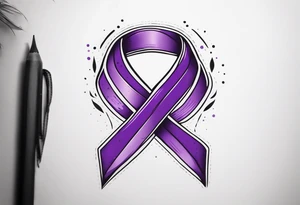 Purple cancer ribbon tattoo idea