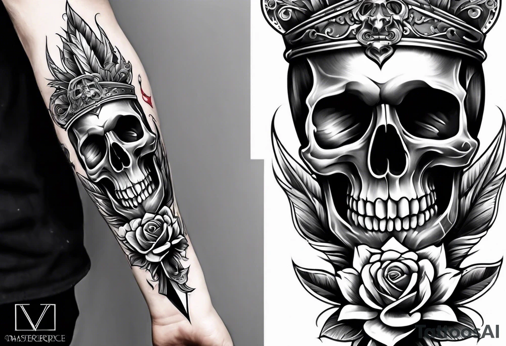 Skull dagger tattoo idea