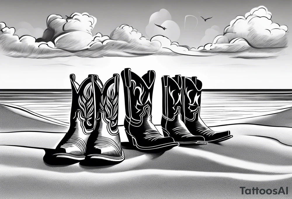 Keep it simple. A pair of mens boots next to a pair of flip flops and a cowboyhat on the Beach. Come on! tattoo idea