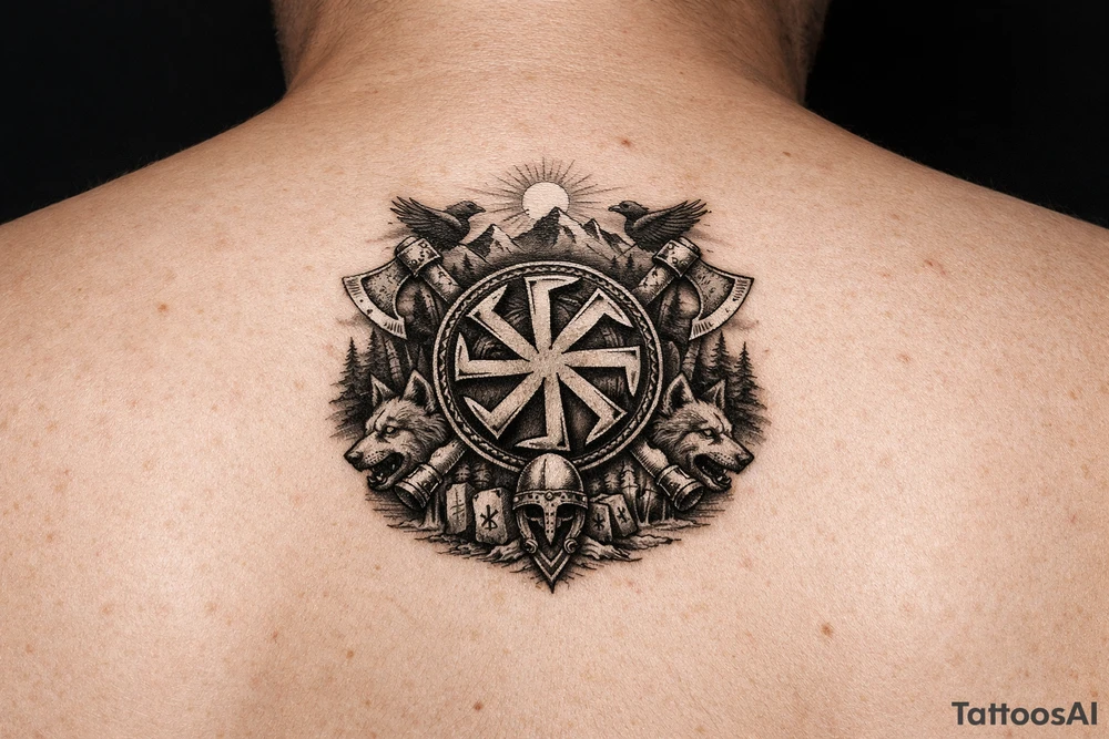Ideas with pagan Slavic kolovrat tattoo idea