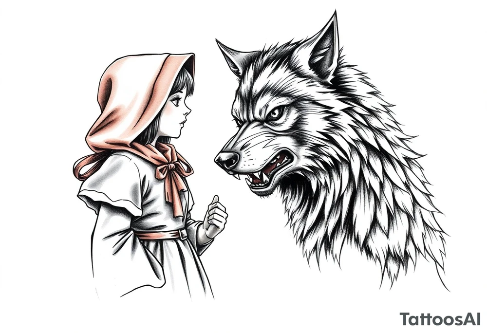 Little red riding hood and big bad wolf tattoo idea