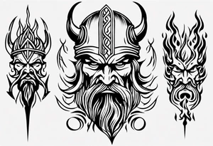 Viking head flames tattoo idea