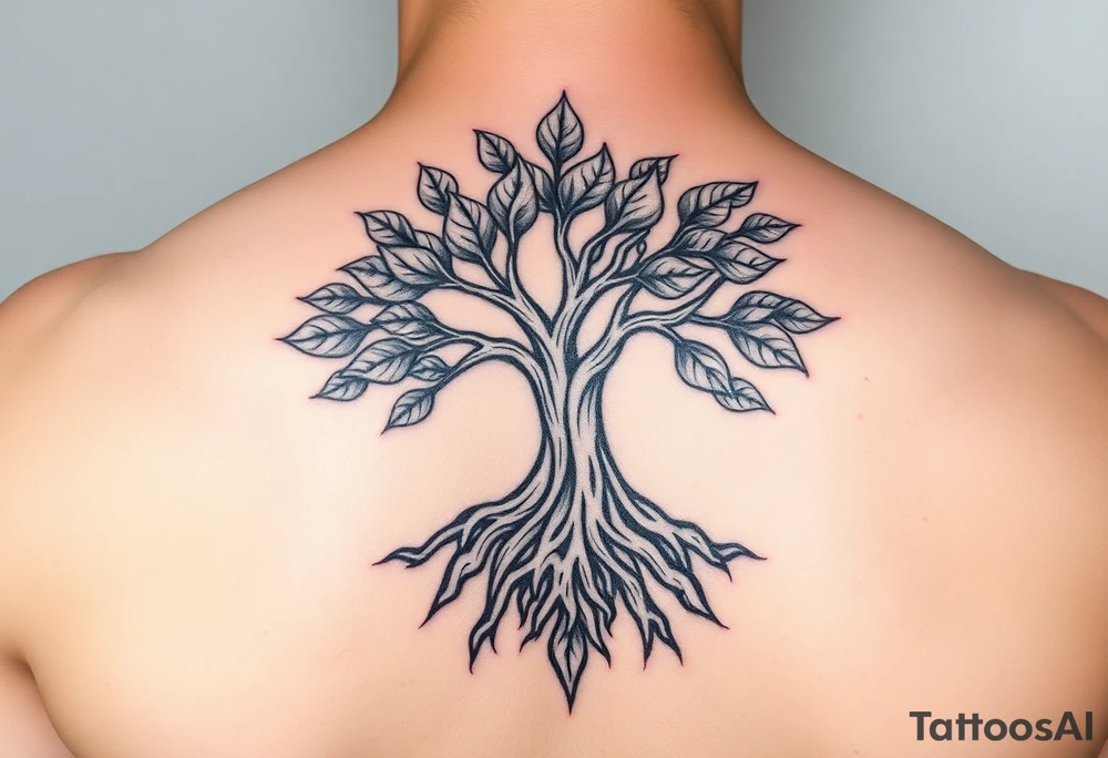 Tree of life some leaves with expansive roots 
Vintage looking Celtic feel tattoo idea