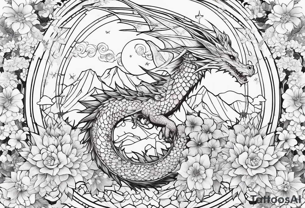 Constellation, wing , snow , cross , dragon female japan kawaii , flower tattoo idea