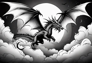 Dragon soaring through clouds tattoo idea
