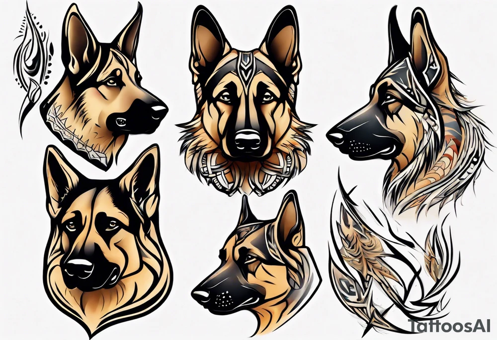 German shepherd portrait tattoo idea