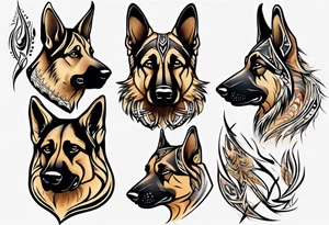 German shepherd portrait tattoo idea