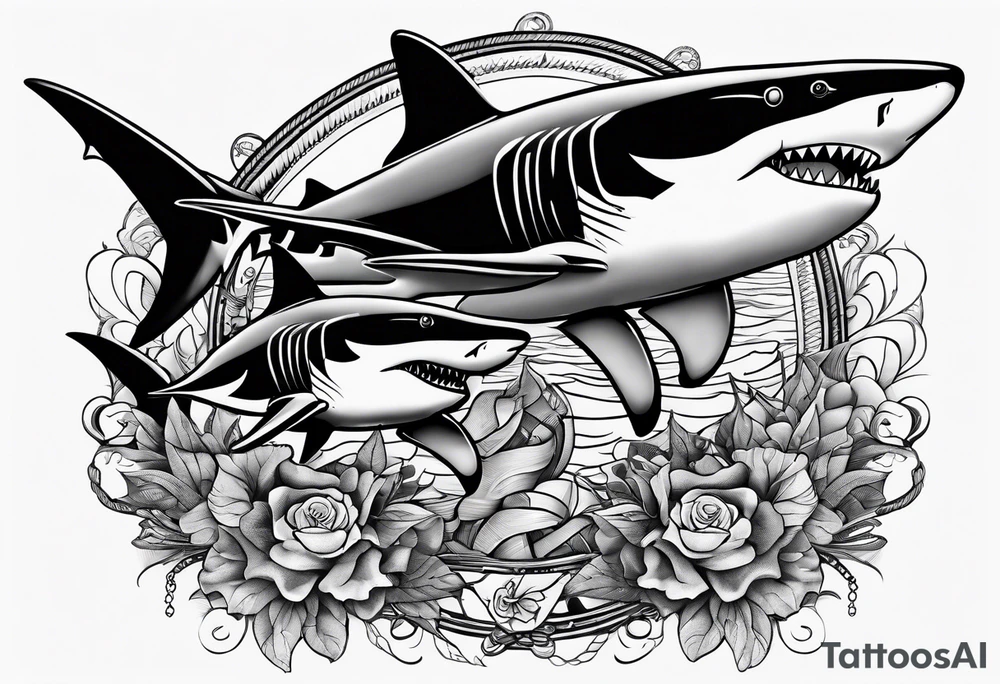 2 nautical style sharks wrapped around the knee tattoo idea 2 nautical style sharks wrapped around the knee tattoo idea