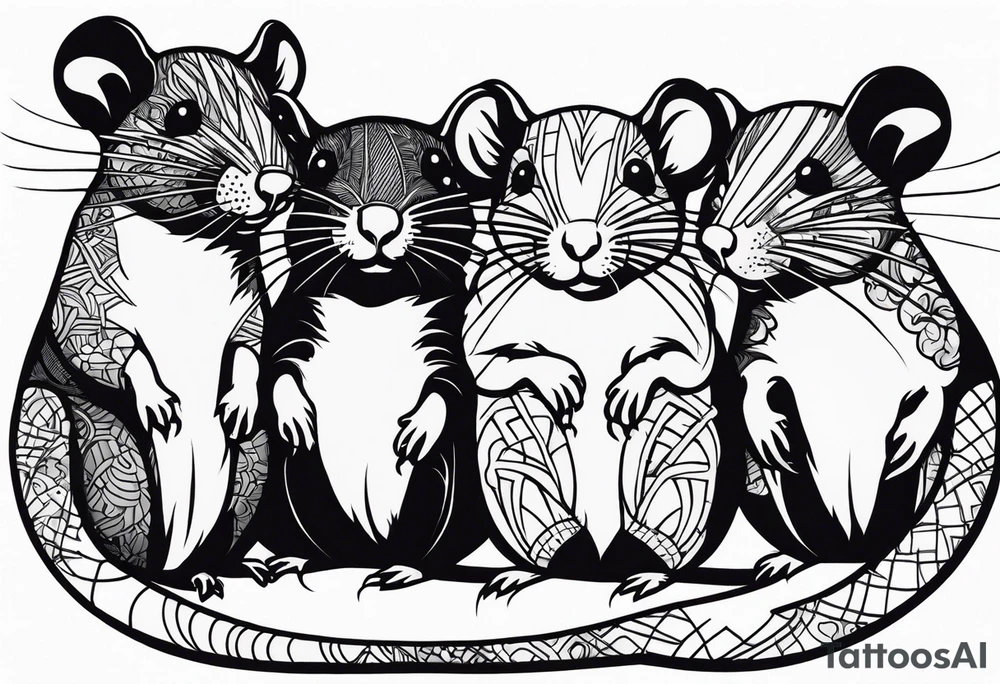 A collection of rats or mice whose tails are intertwined and bound together in some way. tattoo idea