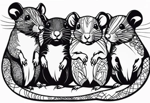 A collection of rats or mice whose tails are intertwined and bound together in some way. tattoo idea