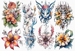 a beautiful flower creature biped tattoo idea