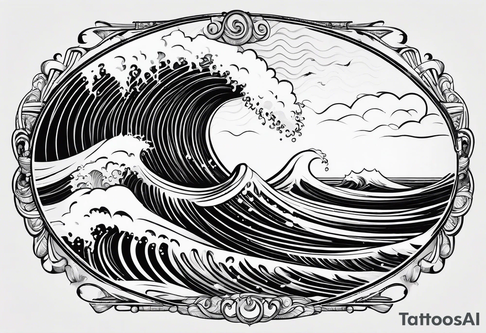 Sun and waves with a surf. tattoo idea