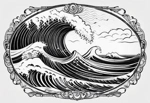 Sun and waves with a surf. tattoo idea