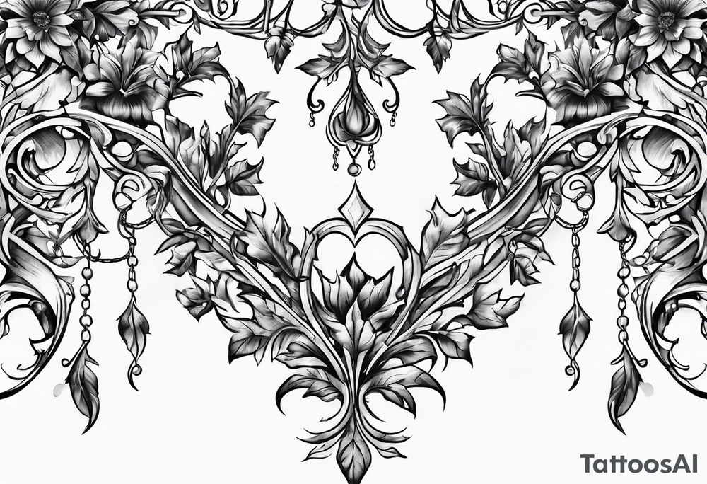 Leafy vines with chain tattoo idea