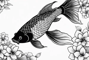 Koi fish with flower and Vietnam flag tattoo idea
