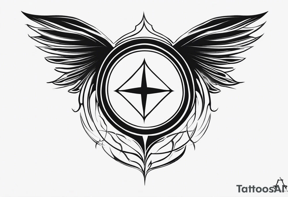 a incubus insignia tattoo. the tattoo needs to have a heart in the center. i want the whole tattoo to look sharp and sharp. tattoo idea