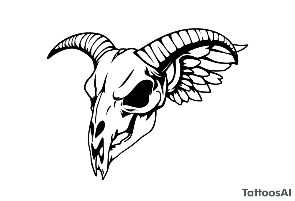 goat skull odd crying angel un tattoo idea