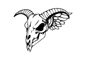 goat skull odd crying angel un tattoo idea