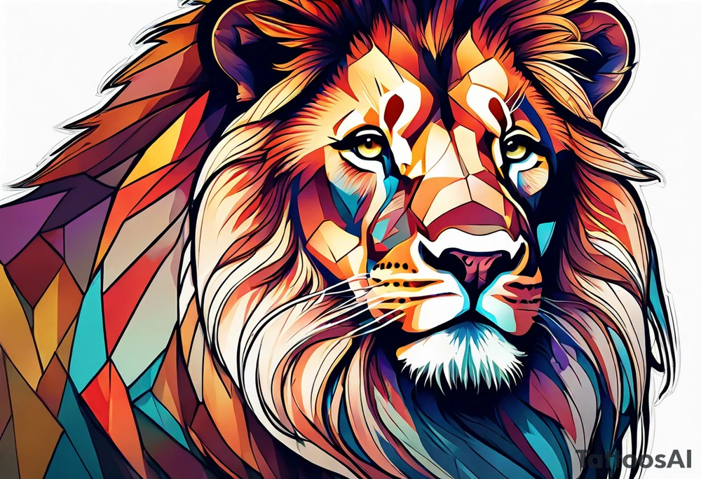 powerful majestic lion, close-up tattoo idea