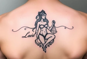 lady libra in words tattoo idea