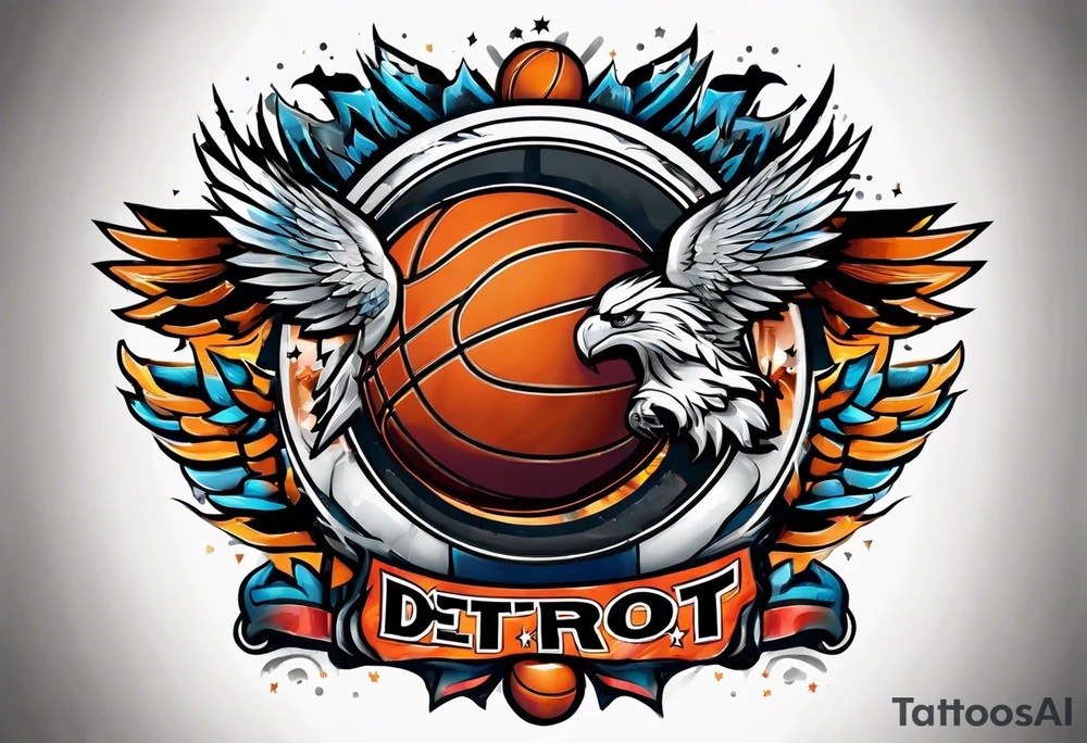 detroit city , basketball with 23 and virgo symbol tattoo idea