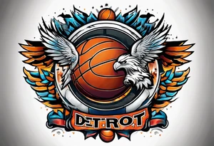 detroit city , basketball with 23 and virgo symbol tattoo idea
