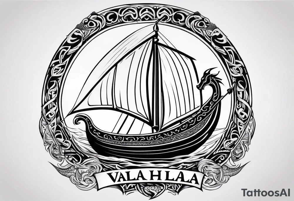 Valhalla sword shield viking ship dragon head tattoo idea Valhalla sword shield viking ship dragon head tattoo idea