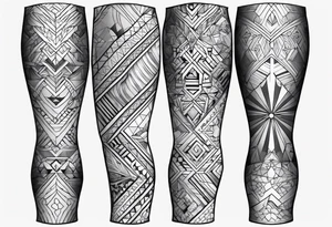 geometric pattern full leg and butt sleeve male tattoo idea