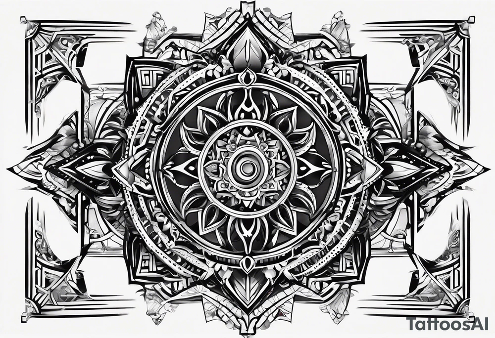 narrow rectangle strip made of quantum atoms tattoo idea