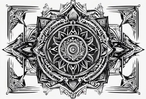 narrow rectangle strip made of quantum atoms tattoo idea