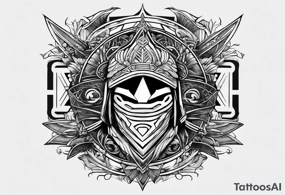 the letters A W R in the middle of a ninja headband tattoo idea