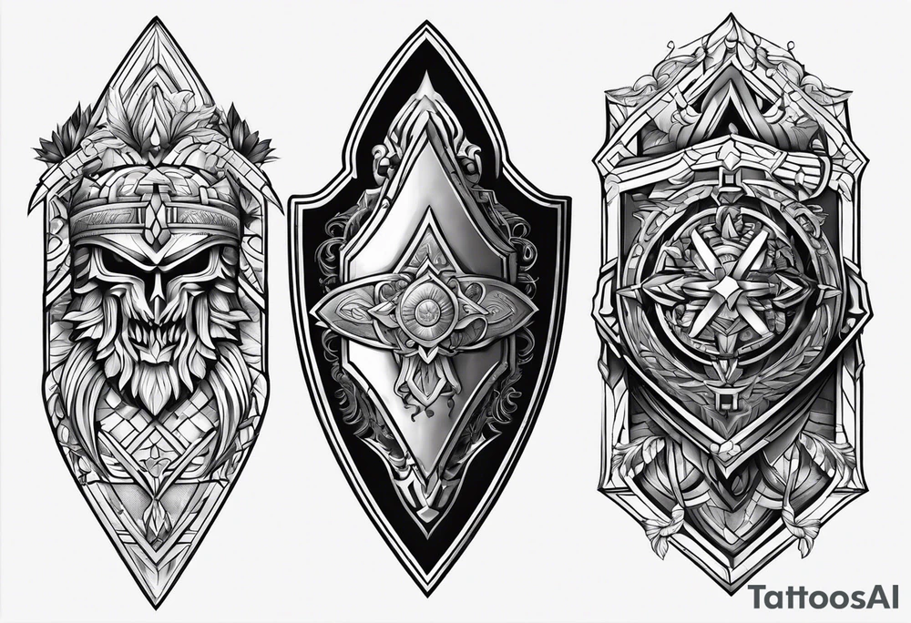spear and shield tattoo idea