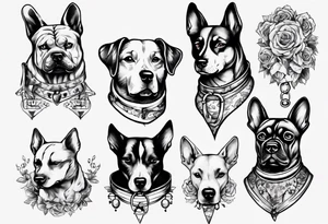 a dog with 6
 collars tattoo idea