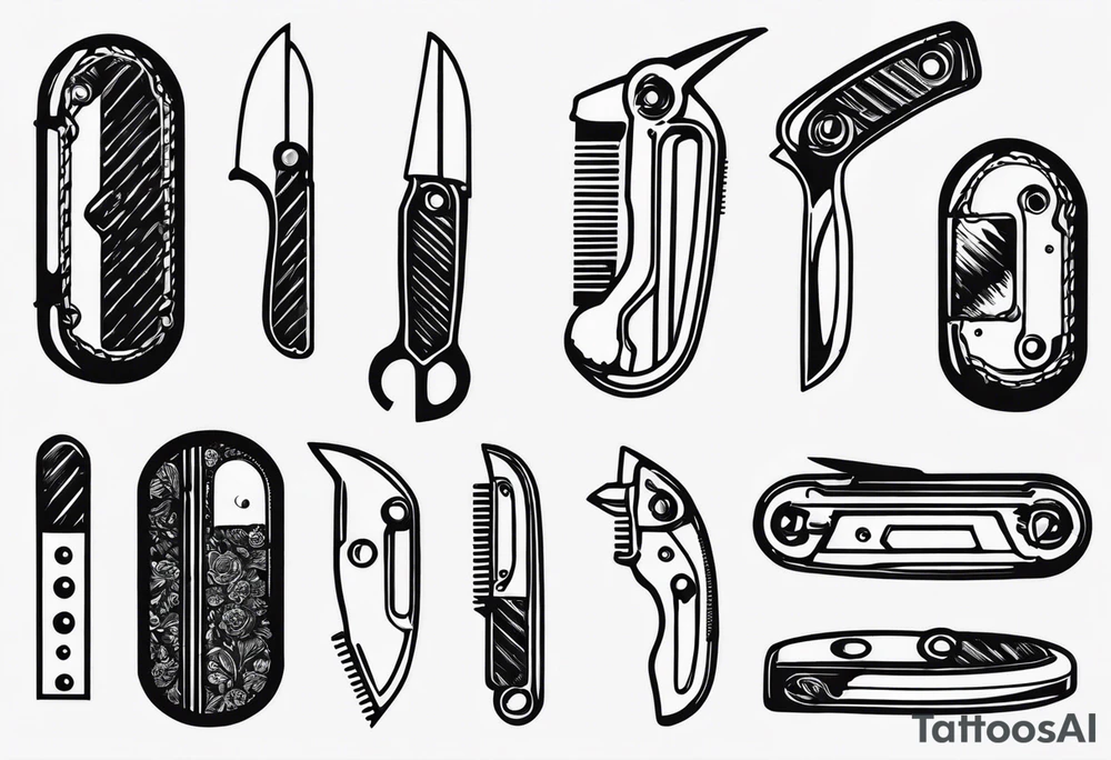 small delicate swiss army knife tattoo idea