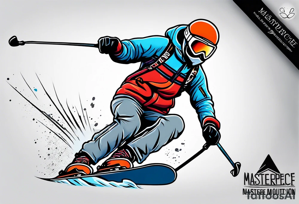 powder mountain skier small cartoon tattoo idea