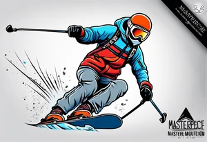 powder mountain skier small cartoon tattoo idea