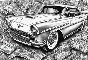 car and money tattoo idea